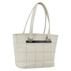 Chanel Square Stitch Quilted Leather White Leather Tote Bag Bag